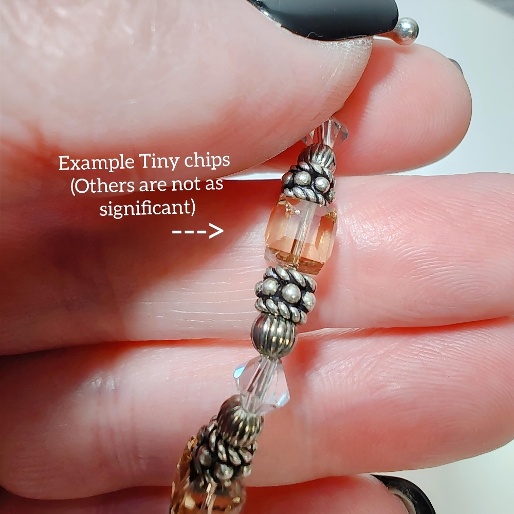 Sterling Silver Handcrafted Swarovski Crystal Glass bead Bracelet 7" - Picture 5 of 6